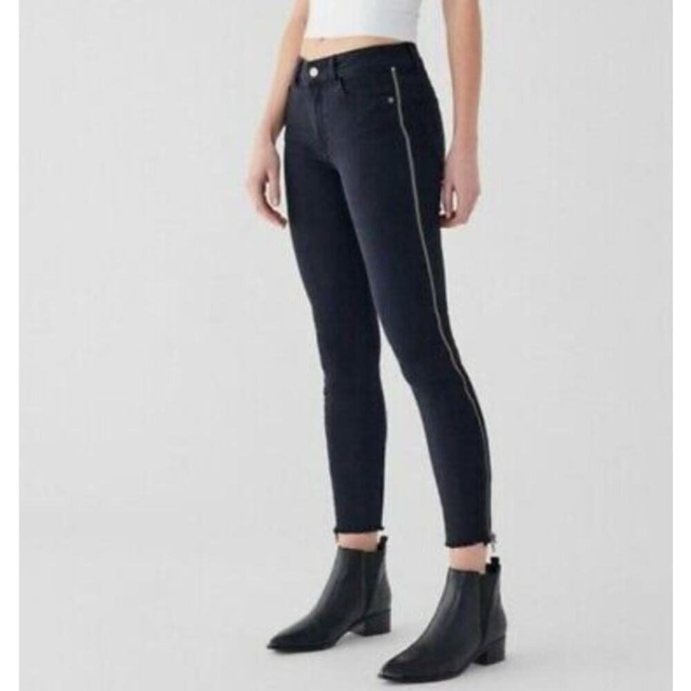 Dl1961 Black Florence Cropped Mid Rise‎ Instasculpt Skinny Zip Jeans Size 28